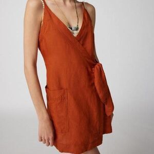 Urban Outfitters Wrap me up linen mini dress sz M medium NWOT